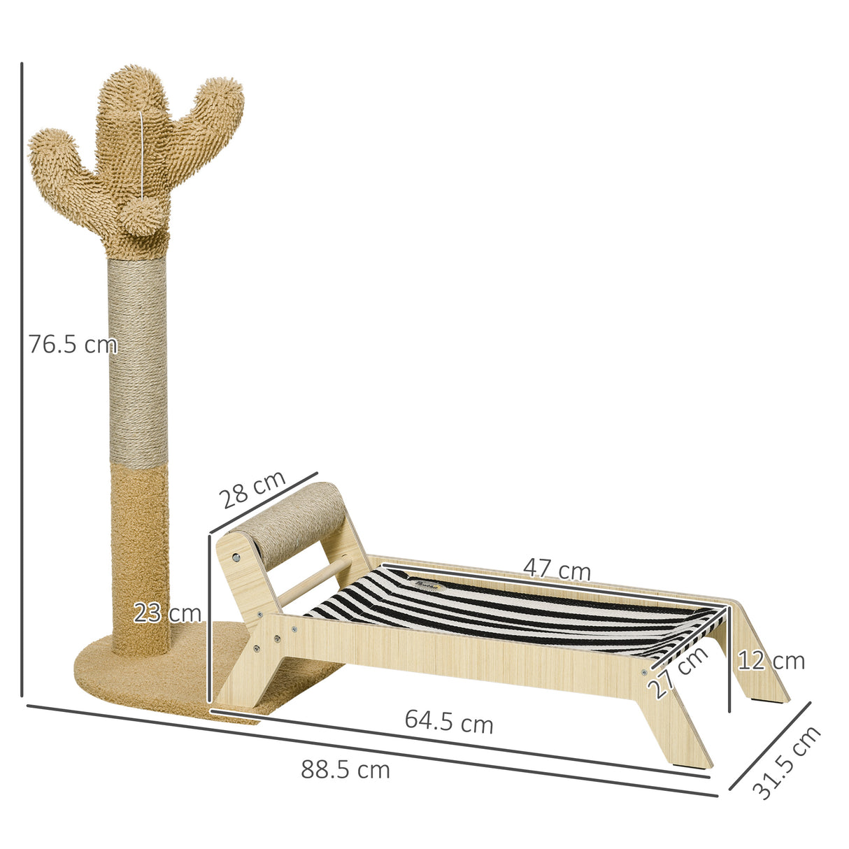 easycomfort amaca per gatti con tiragraffi per gatti a forma di cactus design 2 in 1 per interni 88.5x31.5x76.5 cm