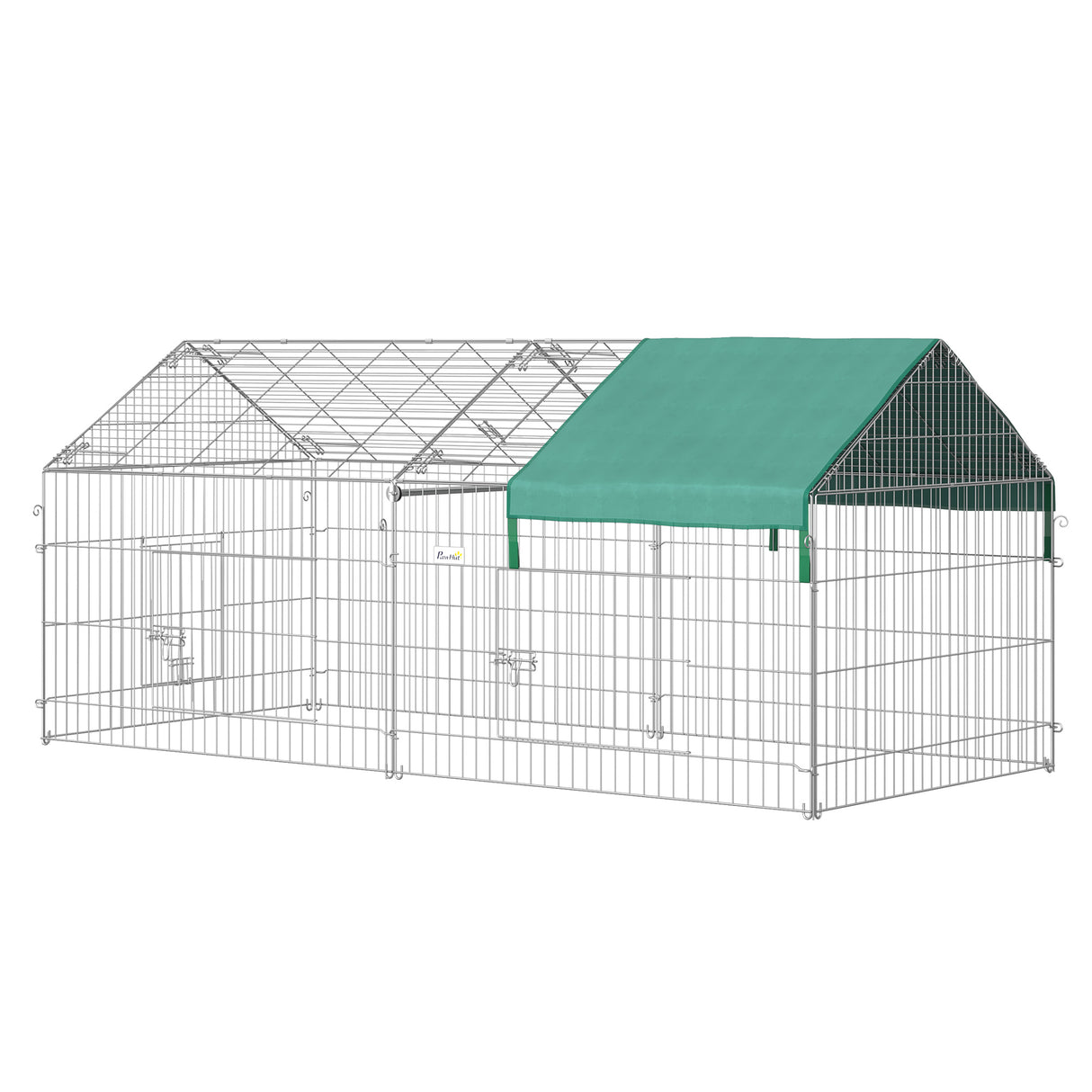 easycomfort recinto per animali con telo di copertura in acciaio con porte 220x103x103cm