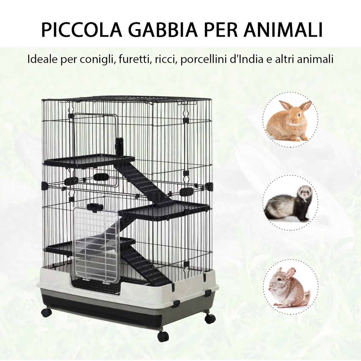 easycomfort easycomfort gabbia a 3 piani in metallo per roditori criceti conigli e porcellini d india
