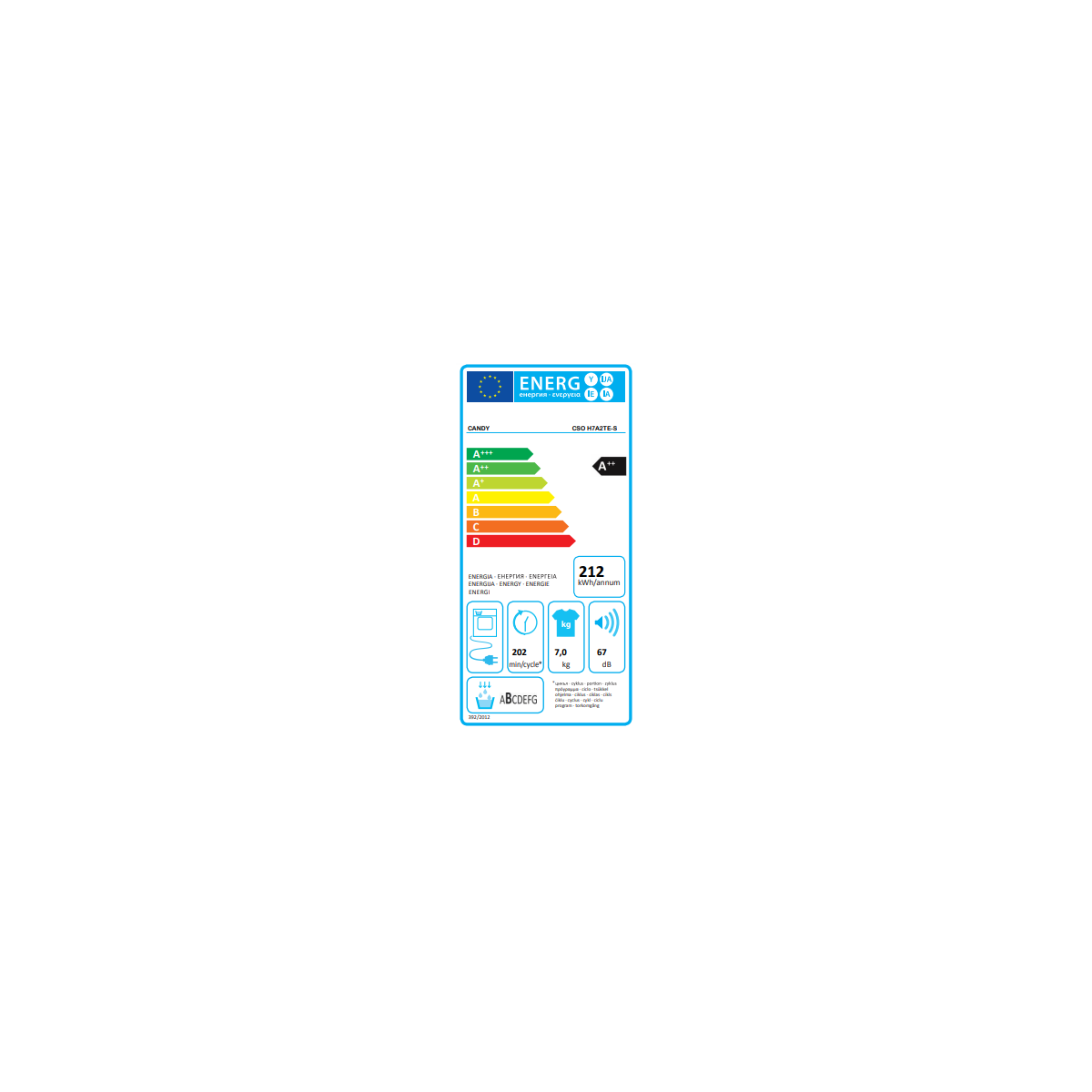 candy asciugatrice cso h7a2te s