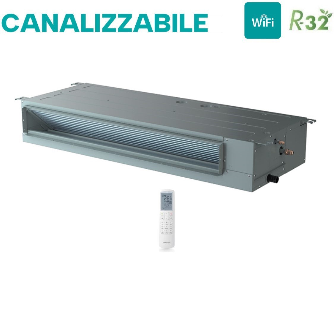 hisense condizionatore hisense dual split canalizzato 1818 con 4amw81u4rjc r 32 wi fi optional con telecomando di serie