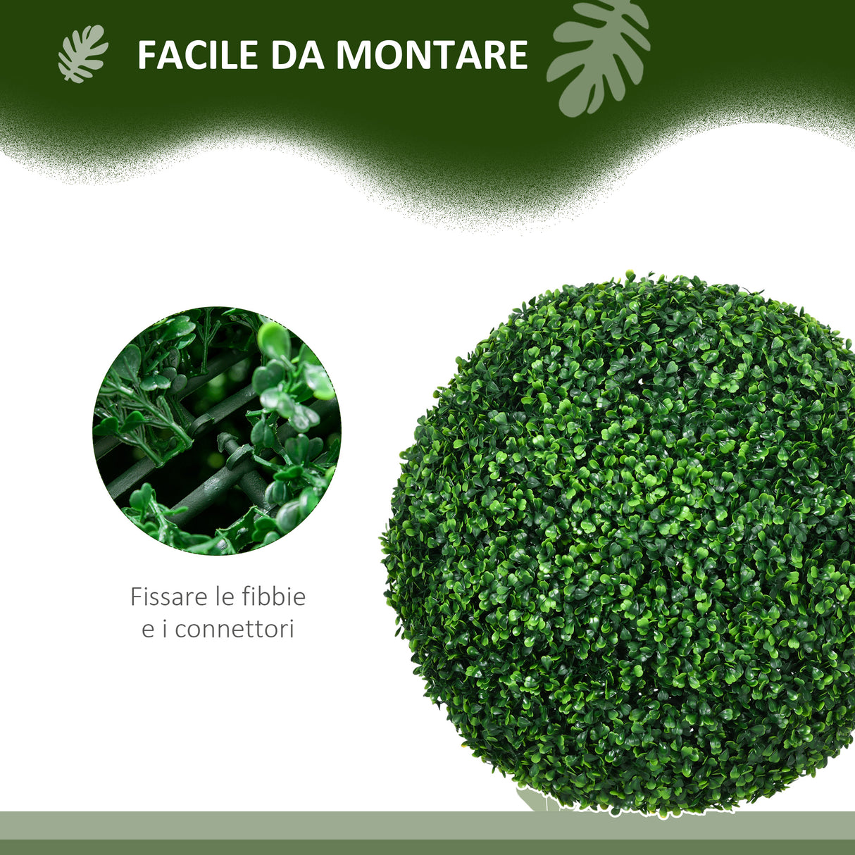 easycomfort easycomfort set di 2 piante finte sfera di bosso 50cm decorazione per interno ed esterno verde