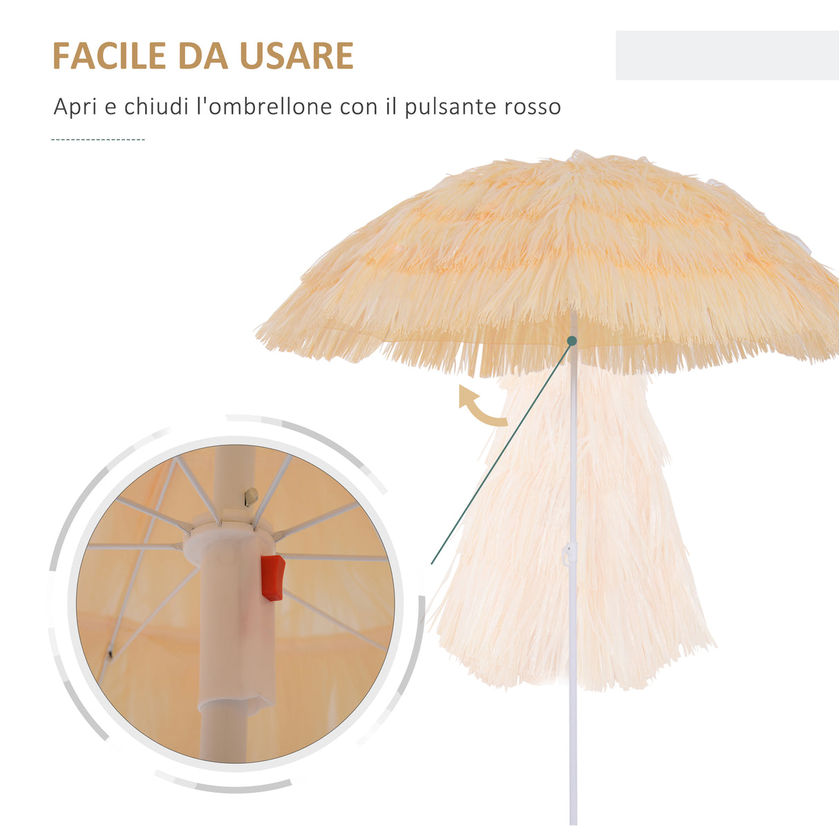 easycomfort easycomfort ombrellone stile hawaiano con frange impermeabile o160cm