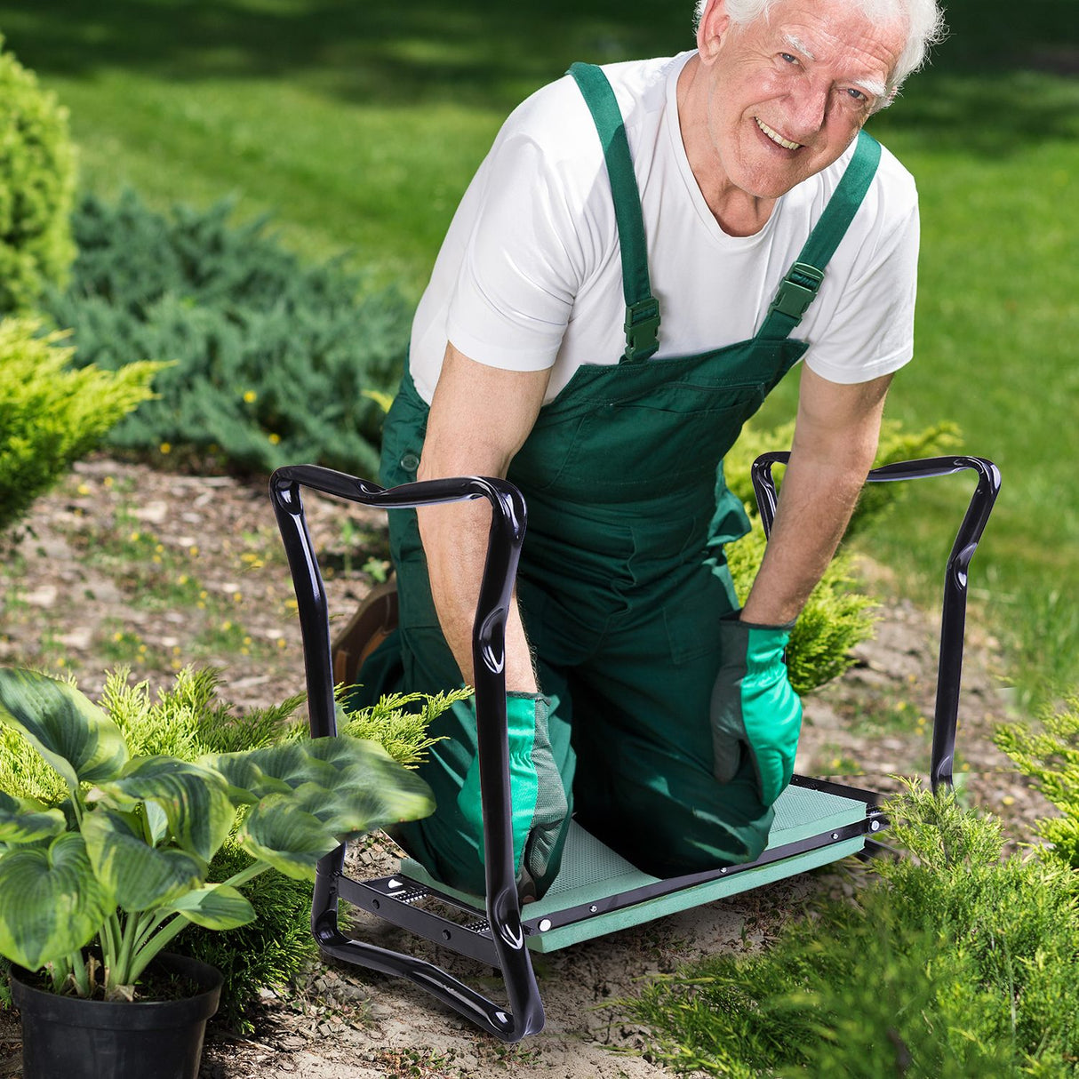 easycomfort easycomfort sedia inginocchiatoio da giardino pieghevole in acciaio con cuscinetto in gommapiuma 58x28x49cm