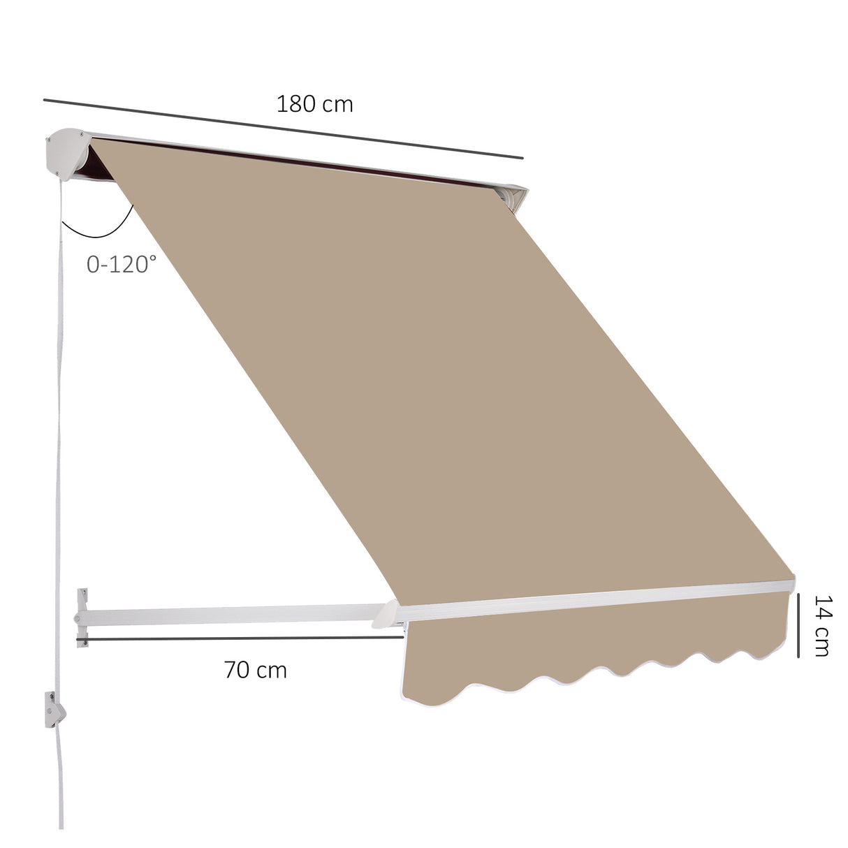 easycomfort easycomfort tenda da sole avvolgibile a parete a caduta beige 180x70cm