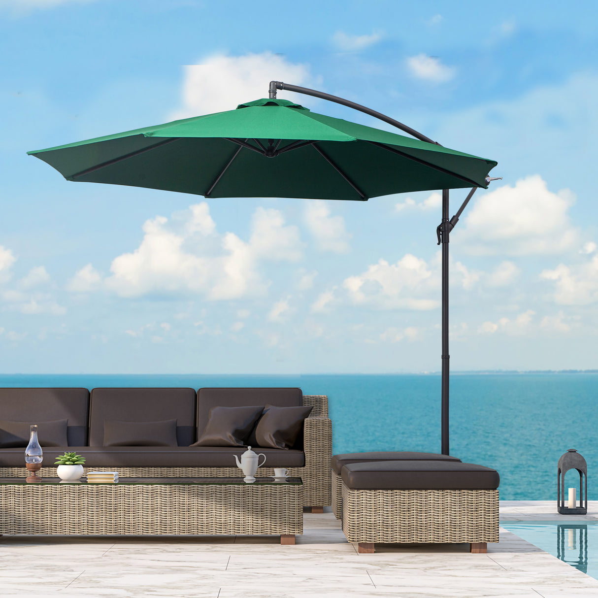 easycomfort easycomfort ombrellone da giardino 3x2 6 m inclinabile con base a croce e manovella in acciaio e poliestere