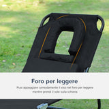 easycomfort easycomfort lettino prendisole sdraio da giardino pieghevole reclinabile con cuscino nero