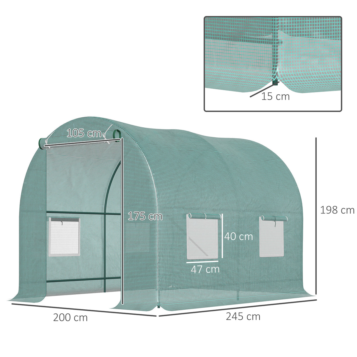 easycomfort easycomfort serra da giardino per piante a tunnel in pe 250 x 200 x 200cm