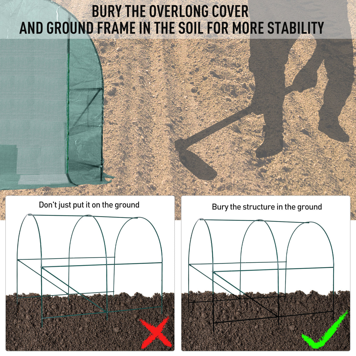 easycomfort easycomfort serra da giardino per piante a tunnel in pe 250 x 200 x 200cm