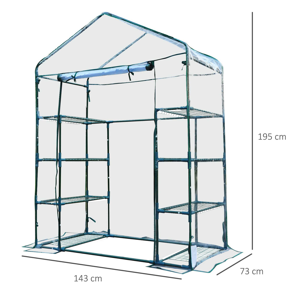 easycomfort easycomfort serra da giardino in acciaio e pvc trasparente con porta avvolgibile 143x73x195 cm verde