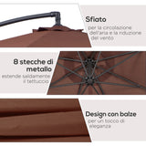 easycomfort easycomfort ombrellone parasole decentrato da giardino con angolo inclinabile in metallo e poliestere caffe 3 2.6m