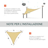 easycomfort easycomfort tenda da sole triangolare in hdpe sabbia 3x3x3m