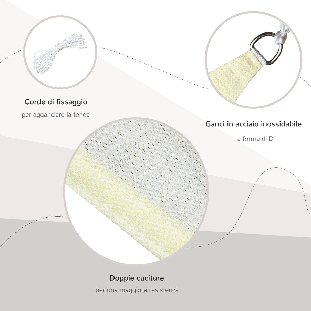 easycomfort easycomfort tenda da sole triangolare a vela bianco crema 3x3x3m