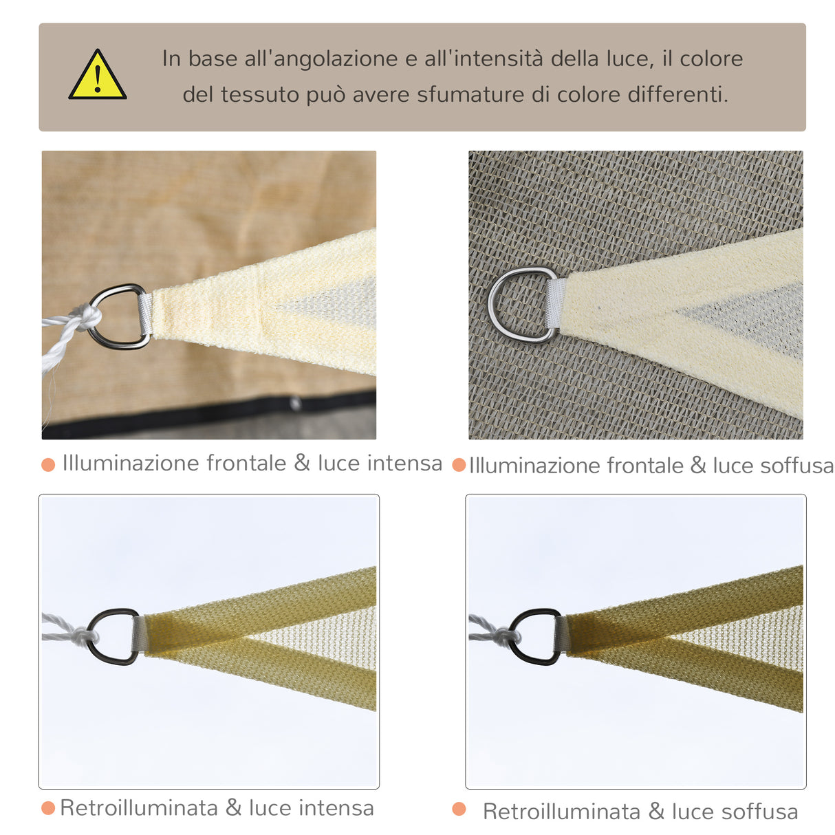 easycomfort easycomfort tenda da sole triangolare a vela bianco crema 3x3x3m