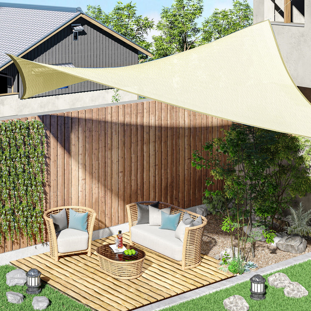 easycomfort easycomfort vela da giardino rettangolare in hdpe crema 3x4m