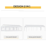easycomfort gazebo da esterno tendone per feste telaio in acciaio impermeabile bianco 8x4x2.8m