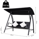 easycomfort easycomfort dondolo 3 posti in rattan e ferro con cuscini e tettuccio parasole nero
