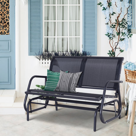 easycomfort easycomfort panchina a dondolo biposto in metallo nero 123x70x87cm
