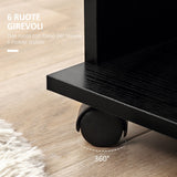 easycomfort easycomfort armadio guardaroba a 5 ripiani con ruote e barre appendiabiti in legno e alluminio nero 120x40x128cm ean 8054111843379