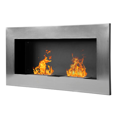 easycomfort easycomfort camino a bioetanolo realizzato in acciaio inox con 2 bruciatori 1.5lt 110x54x14cm