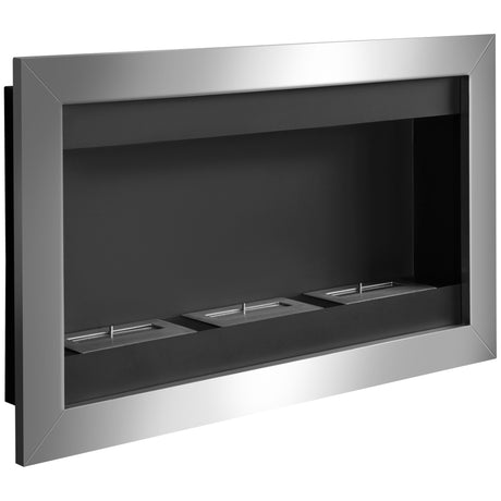 easycomfort easycomfort camino a bioetanolo da parete con 3 bruciatori in acciaio inox 1.5lt 110 x 63 x 16cm