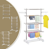 easycomfort easycomfort stendino verticale pieghevole in acciaio e plastica con 6 ruote e 4 ripiani regolabili 142x55x172 cm ean 8054144135915
