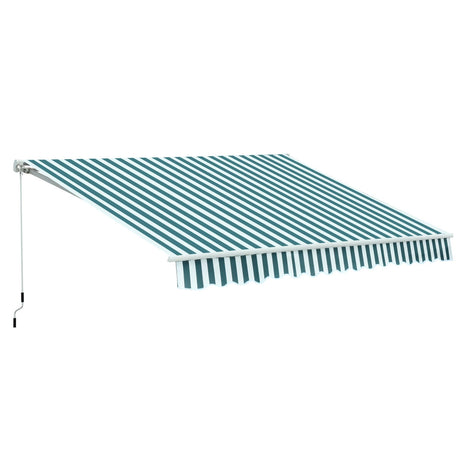 easycomfort tenda da sole per esterno regolazione con manovella metallo e poliestere 295x250cm verde e bianco