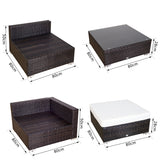 easycomfort easycomfort mobili da giardino in rattan pe con divano angolare e pouf con cuscini telaio set da 18 pezzi marrone