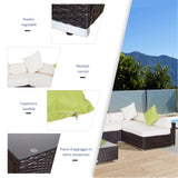 easycomfort easycomfort mobili da giardino in rattan pe con divano angolare e pouf con cuscini telaio set da 18 pezzi marrone