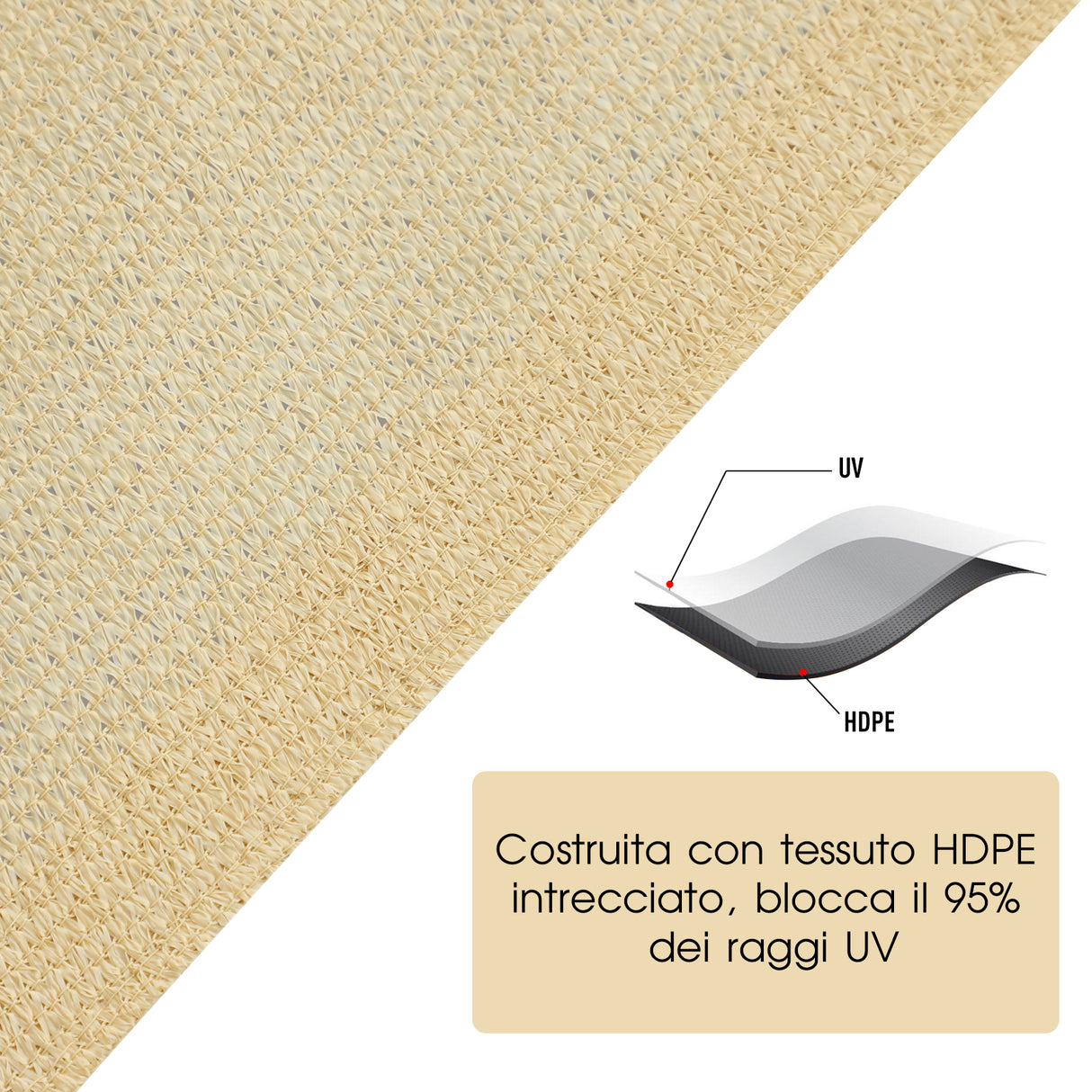 easycomfort easycomfort tenda da sole a vela quadrata in hdpe color sabbia 360x360cm