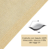 easycomfort easycomfort tenda da sole a vela quadrata in hdpe color sabbia 360x360cm
