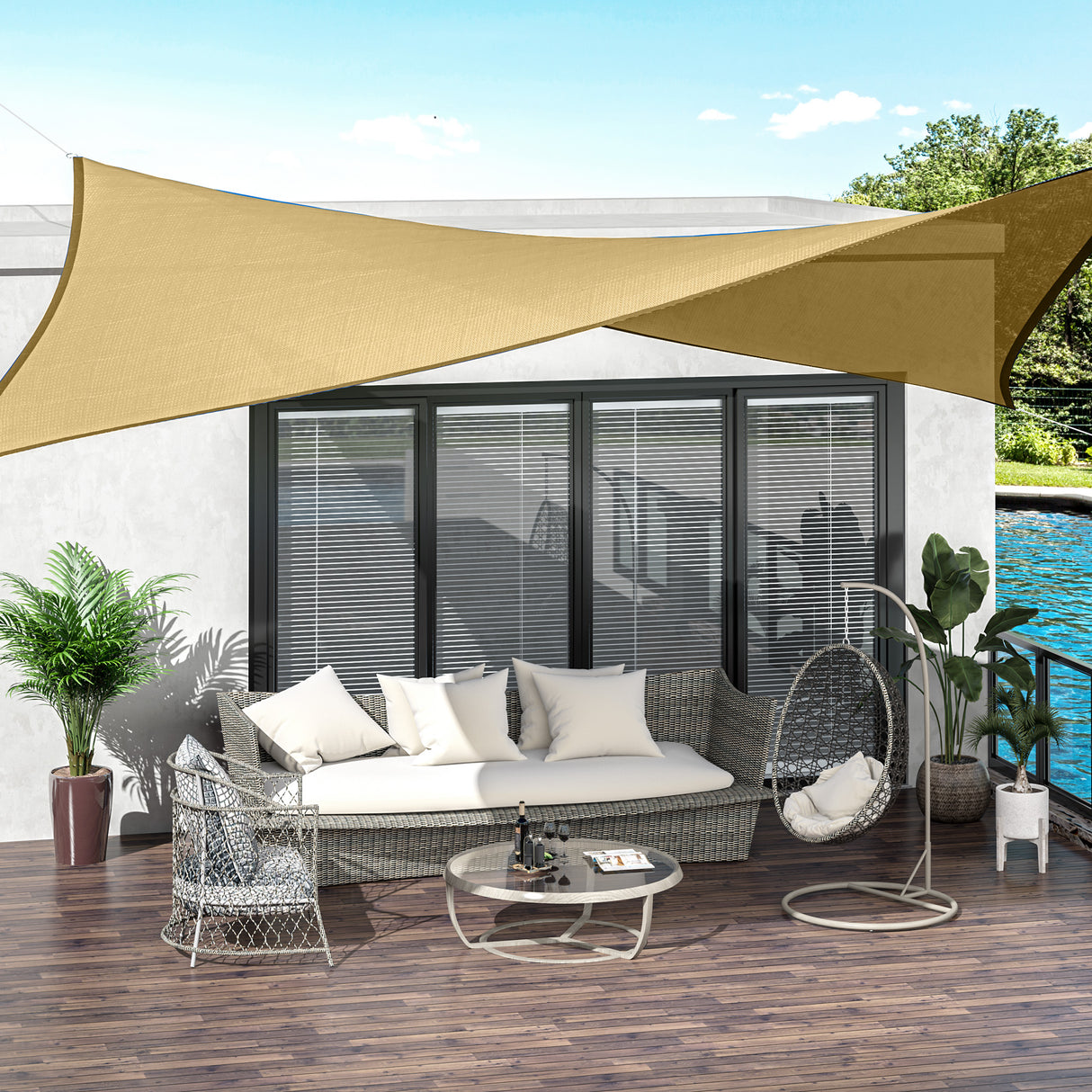 easycomfort easycomfort tende da sole a vela rettangolare protezione raggi uv in pe sabbia 4x6m