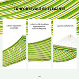 easycomfort easycomfort amaca matrimoniale in cotone a righe verde giallo e bianco con cuscino