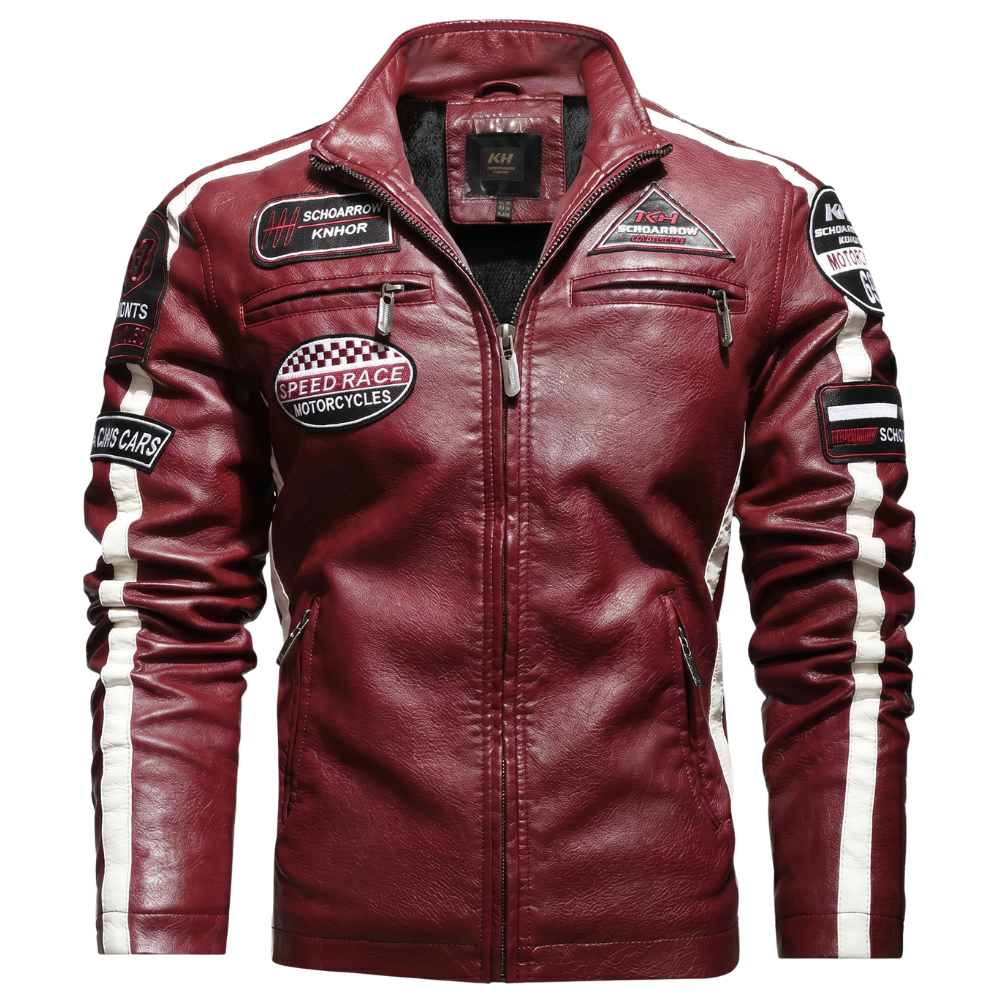 Vintage Faux Leather Motorcycle Patch Jacket