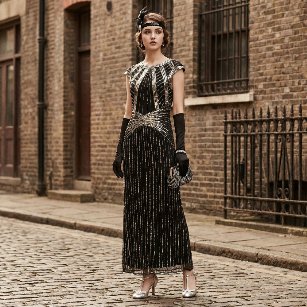 Long Black Gatsby Dress