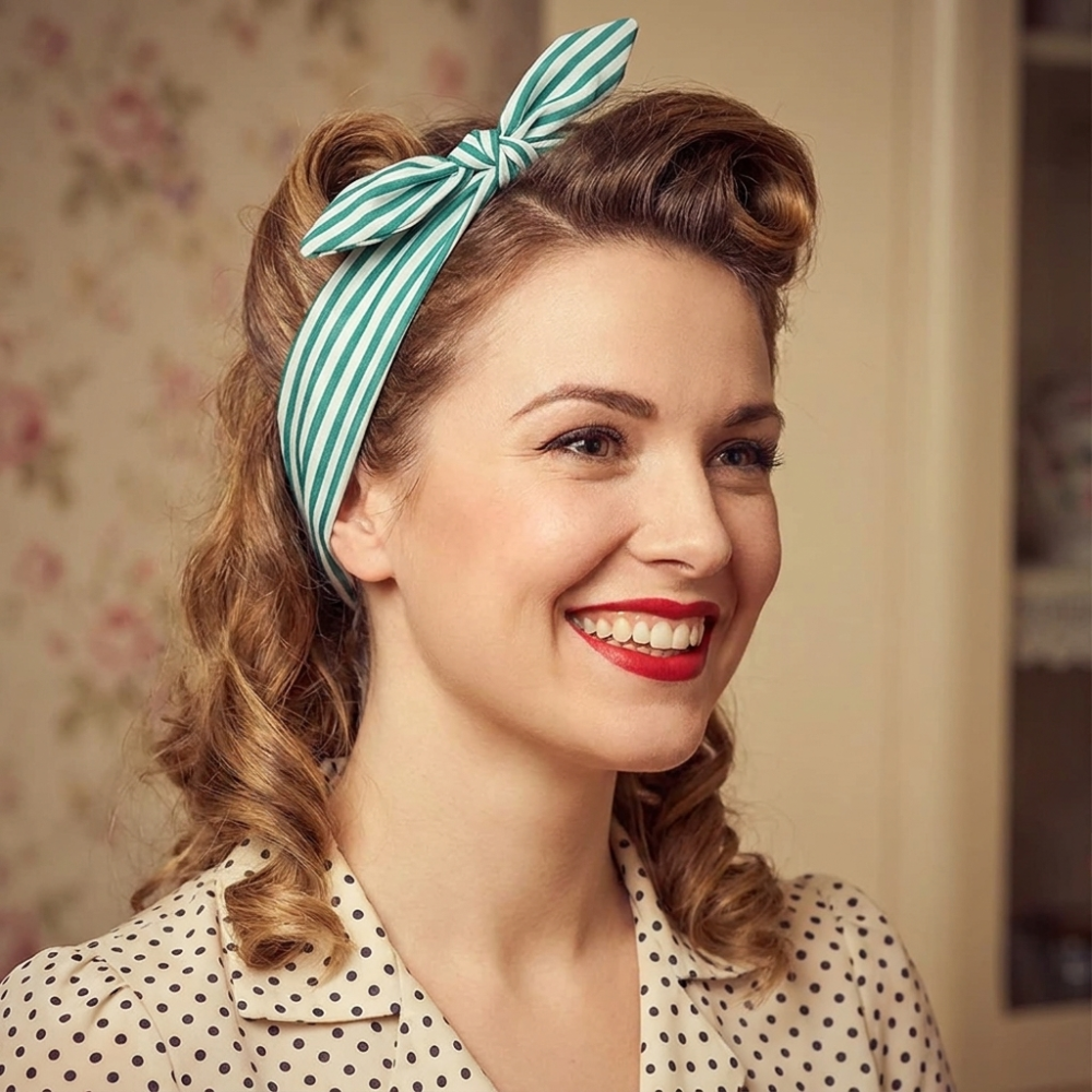 Bandeau Vintage - Rayures Vertes