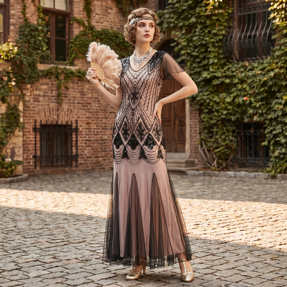 Haute Couture Pink Long Gatsby Dress