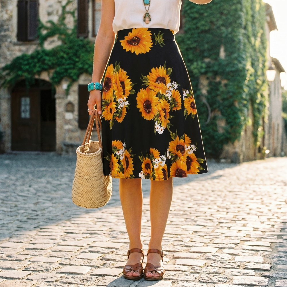 Vintage Sunflower Skirt