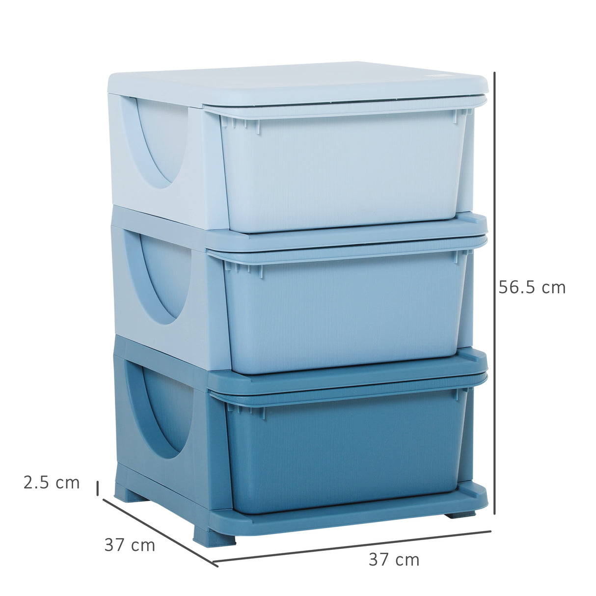 easycomfort easycomfort cassettiera in plastica colorata per cameretta con 3 cassetti 37x37x56 5cm blu