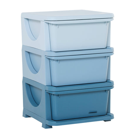 easycomfort easycomfort cassettiera in plastica colorata per cameretta con 3 cassetti 37x37x56 5cm blu