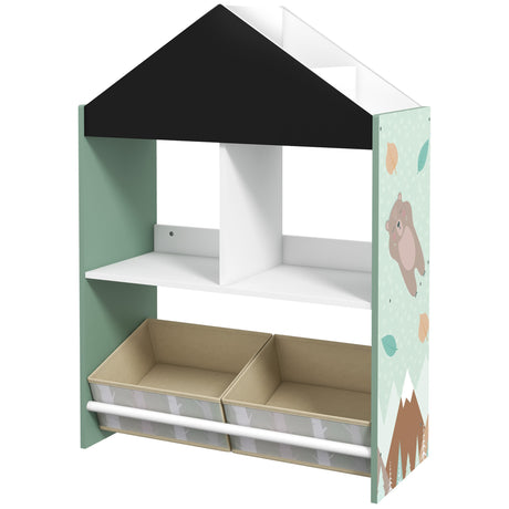 easycomfort easycomfort scaffale portagiochi per bambini con ripiani e cassetti rimovibili verde