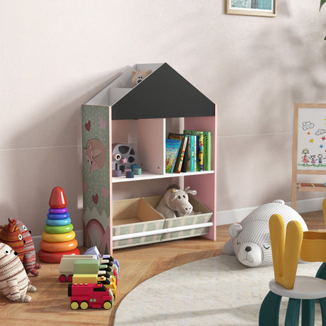 easycomfort easycomfort scaffale portagiochi per bambini con ripiani e cassetti rimovibili rosa