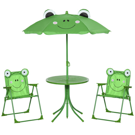 easycomfort easycomfort set tavolo da giardino con 2 sedie pieghevoli e ombrellone per bambini rana