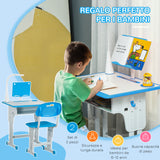 easycomfort easycomfort banco scuola con sedia ad altezza regolabile e luce per bambini 6 12 anni acciaio e mdf grigio