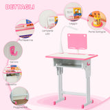 easycomfort easycomfort banco scuola con sedia per bambini 6 12 anni altezza regolabile lampada led leggio e portapenne acciaio e mdf rosa