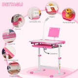easycomfort easycomfort banco scuola regolabile con sedia per bambini 6 12 anni 70x49 5x80 105 cm rosa