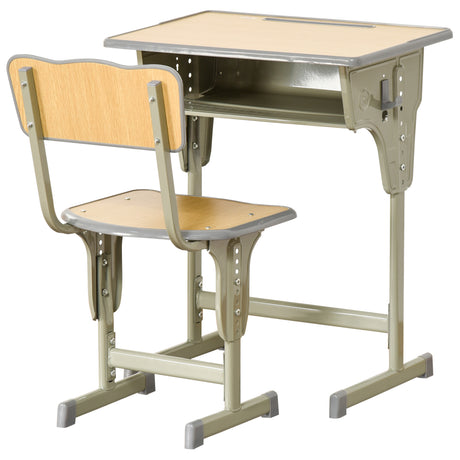 easycomfort easycomfort banco scuola con sedia per bambini 6 12 anni altezza regolabile vano contenitore e portapenne acciaio e mdf color legno
