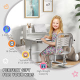 easycomfort easycomfort set scrivania per bambini con sedia regolabile in altezza e piano inclinabile eta 6 12 anni grigio