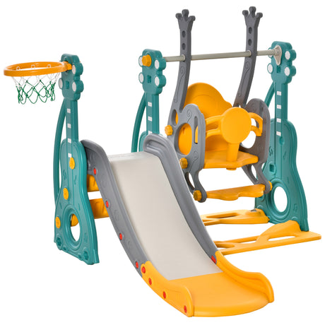 easycomfort easycomfort scivolo per bambini 18 mesi 3 anni con altalena regolabile e canestro in hdpe multicolore 152x149x107cm