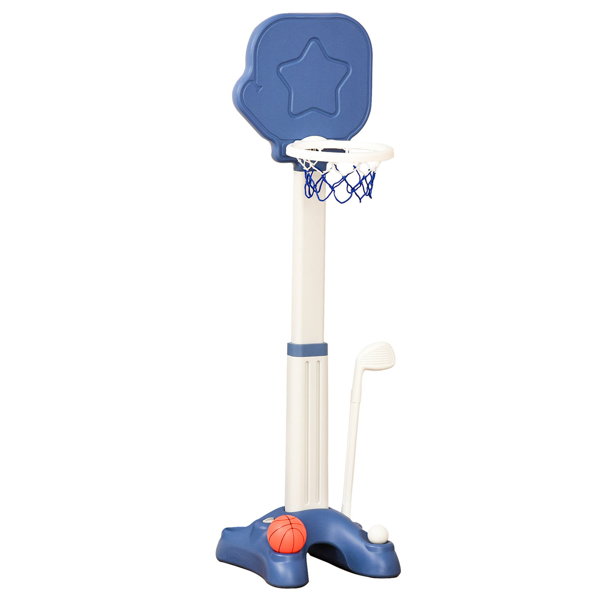 easycomfort easycomfort gioco 2 in 1 canestro per bambini con altezza regolabile e set golf eta 2 5 anni 46x41x116 153cm bianco e blu